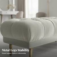 Nordic Design plush fabric Entryway Stool Light Luxury Padded Long Stool Plush paddinging Upholstered Bench Soft and Comfortable for Interior Designers, Homeowners, Adults, Living Room, Bedroom, Walk-in Closet, panoramic view area Side
