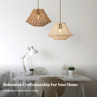 Woven Rope Lampshade Material Bohemian Pendant Light Shade Hollow-out Design Macrame Lamp Shade for Homestay, Living Room, Bedroom
