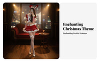 7 Pieces Christmas Bunny Girl Costume Faux Trim Red Bunny Cosplay Set