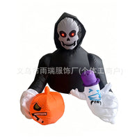 Halloween Inflatable Pumpkin Ghost LED Decoration for Outdoor Yard
