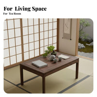 Japanese Design Floor Desk Space-Efficient Size Low Table Space-Saving Vintage Design for Apartment Dwellers, Bay Alcove