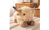 Long-Horned Highland Cow Plush Toy Shaggy Highland Cow Stuffed Animal Cuddly Cattle Plush Toy Huggable for Children, Toddlers, Nursery Decor, Shelf Display