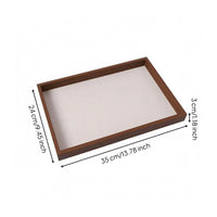 Beige Lined Walnut Jewelry Tray Slim Divided Jewelry Tray Raised Rim Household Storage Rectangular