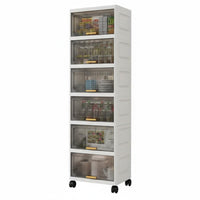 Easy to Move Mobile Cart with Flipdrop-fold-down Bins Multi-Functional 3-Tier Storage Trolley Large Capacity Household Organizer particle-resistantresistant for Families, Homeowners, Kitchen, Living Room, Bedroom, Bathroom