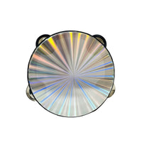 Holographic Tambourine Reflective Tambourine with Jingling Discs Laser Hand Drum Handheld for Dancers, Students, Kids, Stage, Dance, Classroom