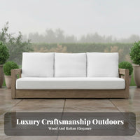 Wooden Patio Sectional Set Waterproof Wooden Frame Sectional Sofa Weather-Resistant Outdoor Furniture for Hotel Managers, Courtyard, Backyard, Balcony