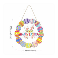 Wooden Easter Door Sign Pastel Colors Wooden Easter Door Hanger Cute Design