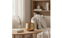 Shiny Tabletop Vase Two-Tone textureTexture Decorative Planter Classic Metal Bowl Sturdy for Entryway, Shelves