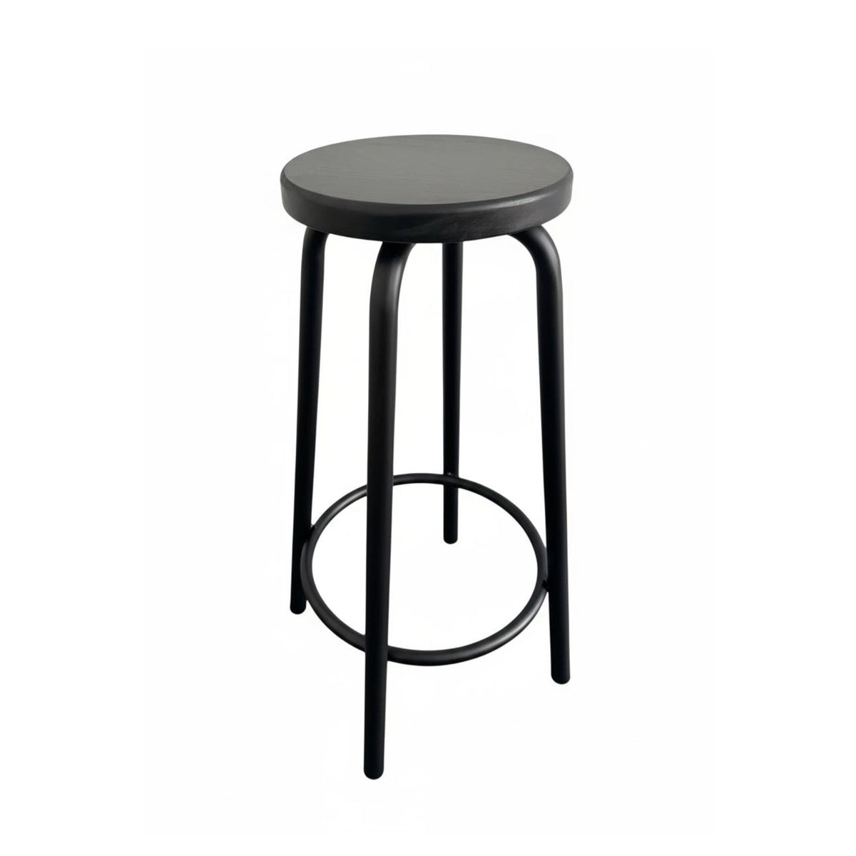 Solid Wood Seat Backless Round Top Stool Simple Modern Design Backless Round Stool Industrial Design Bar Chair Footrest Included for Homeowners, Business Owners, Interior Designers, Retail Shop, Cafe, Kitchen Island, Restaurant