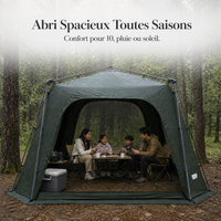 Mosqi Octagonal Portable Folding Camping Gazebo Tent for Family Outdoor Activities, Double-Layer Rainproof