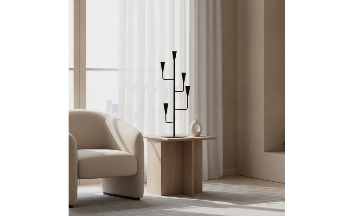Branch Candlestick Holder Metal Five-Arm Candelabra Candle Holder with Five Cups for Mantel