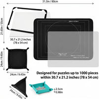 Storage Boxes with Foldable Puzzle Mat and Sorting Trays for Adults, Portable Roll with Adjustable Stand for Indoor Puzzling