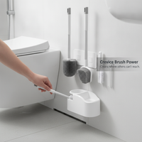 4-Piece Toilet Brush Set Wall-Mounted Bathroom Corner Cleaning Kit