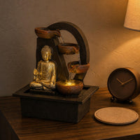 Tabletop Buddha Water Feature Decorative Ornament Buddha Water Feature Resin Material Home Decor for Office