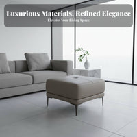 Genuine Leather Long Tufted Ottoman Italian Luxury aesthetic Footstool Multi-Functional Upholstered Bench adaptable Use for Interior Decorators, Homeowners, Families, Living Room, Walk-in Closet, Entryway, Hallway
