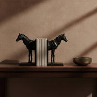 Horse Bookends Functional Carved Bookends Classic Book Holders for Bookshelf, Desk