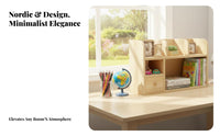 Space-Saving Multi-Tier Desk Organizer Natural Finish adaptable Desk desktop organizer Easy Assembly Desktop Shelf adaptable Use for Students, Children, telecommuting Workers, Bay sill, Study Room, Bedroom
