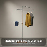 Freestanding Garment Rack Stainless Steel Construction Freestanding Garment Display Floor Standing Metal Boutique Display Rack for Boutiques, Showroom