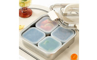5 Pieces Clear Lid Stainless Steel Food Container Locking Clips Sealed Lunch Box Set Carry Handle Stackable Food Box Set Portable
