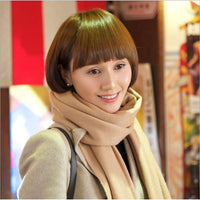 Women's Solid Color Imitation Cashmere Scarf, Thickened Warm Shawl for Winter