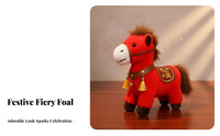 Stuffed Horse with Wealth Bag Good Fortune Symbol Chinese Astrological Horse Doll Vernal Holiday Auspicious Totem