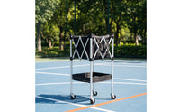 Pickleball Basket Cart with Wheels Compact Pickleball Cart with Basket Foldable Court Equipment Trolley for Practice Field