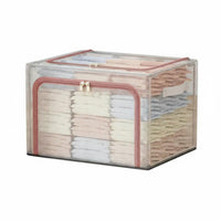 Framed Textile Storage Box Stackable Closet Organizer Reinforced Handles