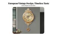 European Hanging Clock Non-Ticking Silent Wall Clock Analog Home Decor for Living Room, Entryway, Hallway Decoration