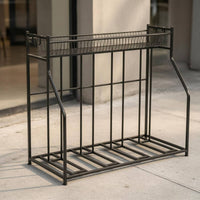 Two-Wheeler Storage Rack Top Mesh Shelf Bike Display Rack Vertical Bike Stand Hanging Hooks Adjustable Two-Wheeler Floor Stand