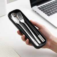 Cutlery Set for Kids, Spoon, Fork Set, Chopsticks and Spoon Set, Portable Cutlery Set, Stainless Steel, 19 Pieces