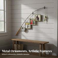 Fishing Pole Photo Display Cabin and Cabin & Theme Wall Decoration Rustic Warmth Easy to Hang for Families, Lake House