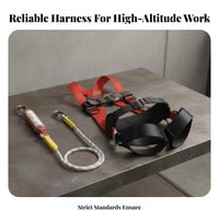 5-Point Fall Arrest Harness High-Strength Polyester Full Body Harness Heavy-Duty Alloy Steel Buckles Personal Guarding Equipment for Roofers
