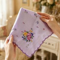 18 Pieces Handkerchief with Edges Floral Handkerchief with Edge Soft Facial Cloths for Women, Weddings