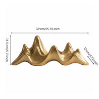 Abstract Mountain Peak Ornament Sleek Design Golden Mountain Range Sculpture Elegant Accent Piece Study Accessory for Office, Tea Room
