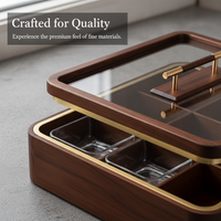 Walnut Wood 9-Compartment Snack and Candy Box with Lid, New Chinese Style Dried Fruit and Nut Organizer