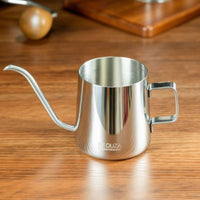 Polished Finish Gooseneck Coffee Kettle Rectangular Handle Pour over Kettle Open Top Brew Gear Wire Stand