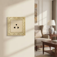 Ornate Wall Outlet with Decorative Frame Vintage Decorator Receptacle Gold-Toned Decorative Outlet Cover Retro for Interior Designers, Homeowners, Renovators, Living Room, Bedroom, Hotel