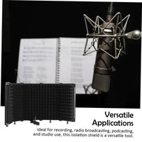 Noise Reduction Audio Record Device Isolation Barrier Desk and Stand Mountable Studio Mic Soundproof Screen Adjustable Angle Foldable Vocal Reflection Filter Quick Setup for Podcasters, Musicians, Streamers, Desktop