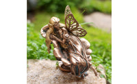 Bronze Finish Fairy Figurine Detailed Craftsmanship Sleeping Fairy Statue Weather Resistant Lawn Ornament for Gardeners, Patio, Balcony