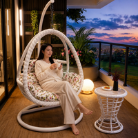 Hanging Chair Indoor Outdoor Use Single Person Rotating Metal Frame With Table