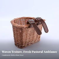 Lightweight D-Shaped Wicker Basket Long-Lasting D-Shaped Front Basket Easy to Clean