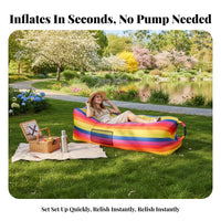 Quick Inflation Inflatable Lounger with Headrest Lightweight Wind Catcher Sofa Waterproof Inflatable Couch Leak-Proof for Beachon-the-Goers, Travelers, Camping, Parks, Beach, Backyard