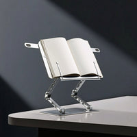 Book Stand, with Page Clips Stable Adjustable Book Holder Portable Metal Textbook Stand  Students, Desk