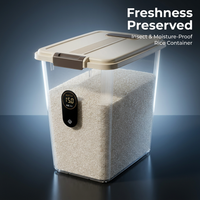 15L Rice Organizer Box with Wheels, 15Kg Flour Storage Containers, Airtight Rice Organizer Box, Food Storage Container Set for Dry Food