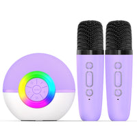 Bluetooth Karaoke Speaker with Wireless Microphones Light-up Portable Karaoke Machine Multicolor System Colorful for Children, Singers