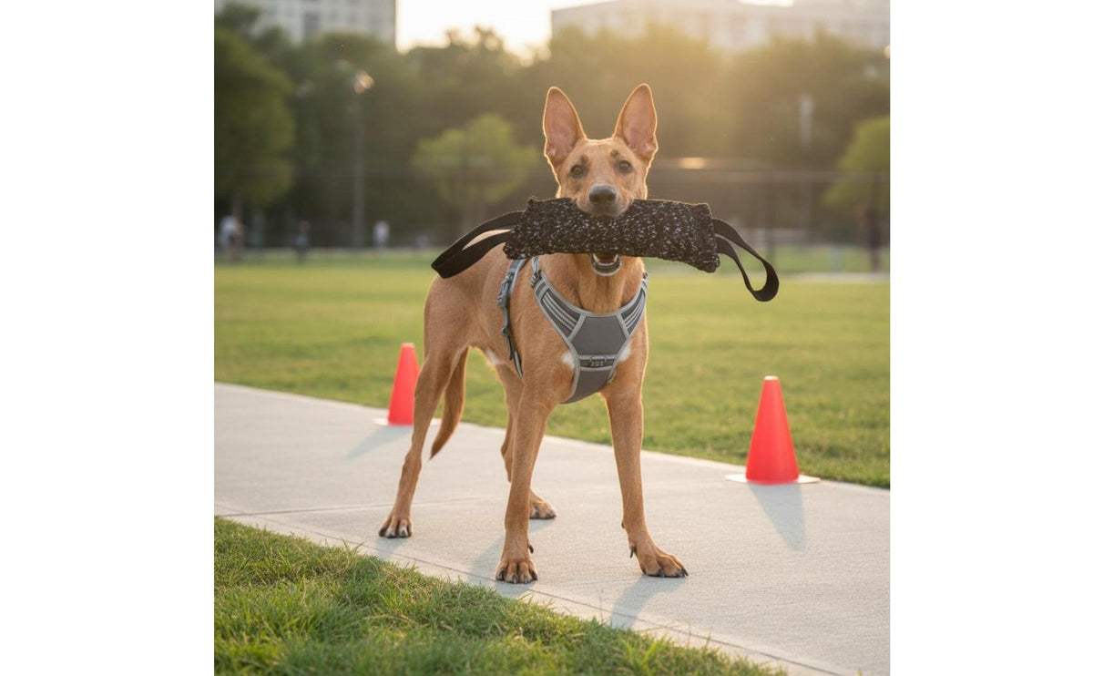 Dog Gnaw Pillow Sturdy Gnaw Pillow Tug of Battle Toy Double Stitching Pet Supply 2 Handles for Working Dogs