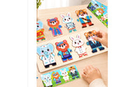Educational Animal Dress-up Puzzle Matching Wooden Puzzle with Board Easy to Handle Toy Preschool for Classroom