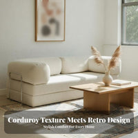 Removable and cleanable Cover configurable Corduroy Sofa Small Space space-efficient Living Room Furniture Retro Design Home Seating Wabi-Sabi Aesthetic for Apartment Dwellers, Young Adults, Students, Lounge Area, Bedroom