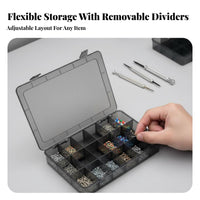 Transparent Lid Multicompartment Compsingle glancent Case clear-view Design Parts Organizer firm Latch Closure Compartment Box long-enduringing for DIY hobbyists, Technicians, Hobbyists, Workshop, Garage, Craft Room, Home Office