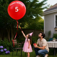 36-inch Red Latex Birthday Balloon Set with Hat and Ribbon for Outdoor Decorations